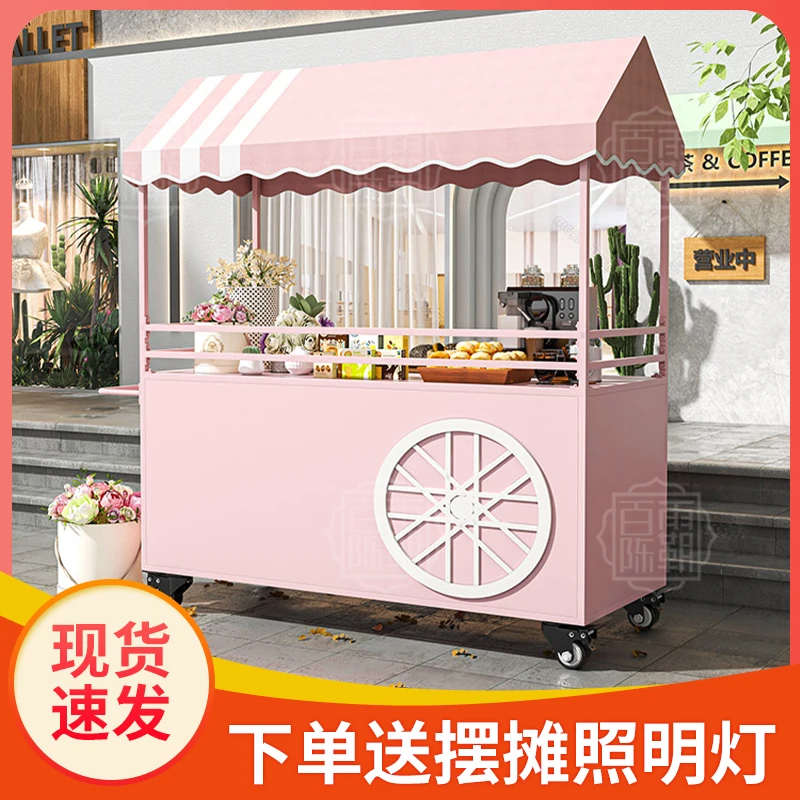 

Stall trolley roadside stall display stand multi-functional small business roadside stall ice powder cake tirami