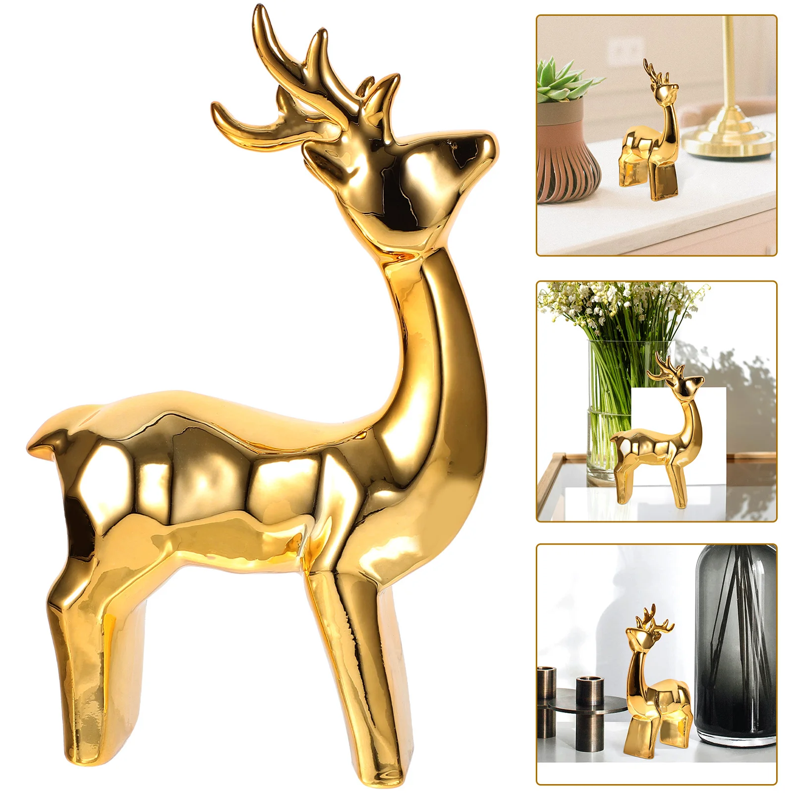 

Ceramic Deer Ornament Small Desktop Animal Sculpture Stylish Elk Decor Ideal for Home Office Ceramic Deer Statue