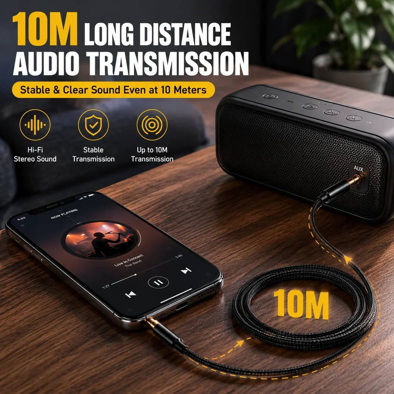 3.5mm AUX Cable Stereo Audio Cord for Car, Speaker, Headphones, Nylon Braided Jack Cable