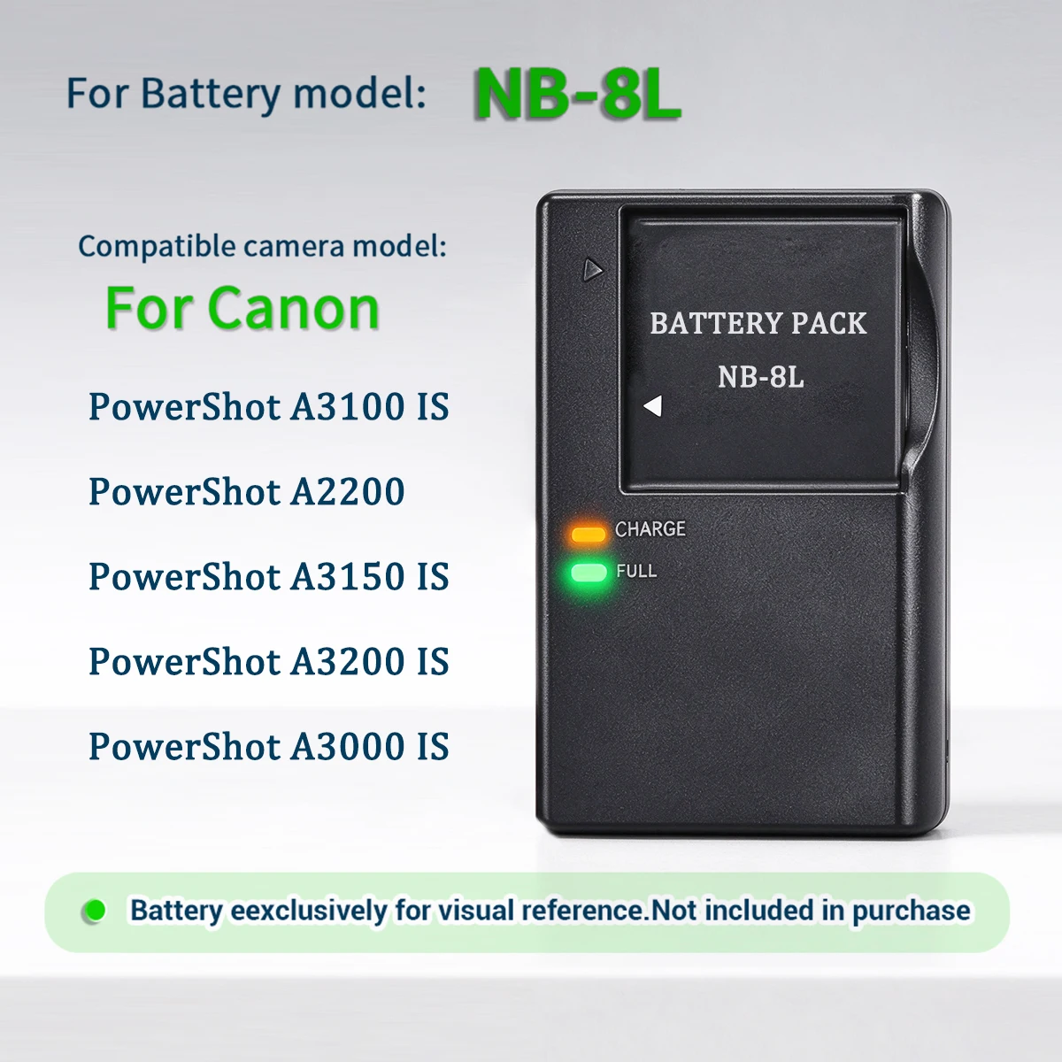 NB-8L NB8L Battery Charger for Canon PowerShot A3000 IS, A3100 IS, A2200, A3200 IS, A3300 IS Cameras CB-2LAE CB2LAE Charger