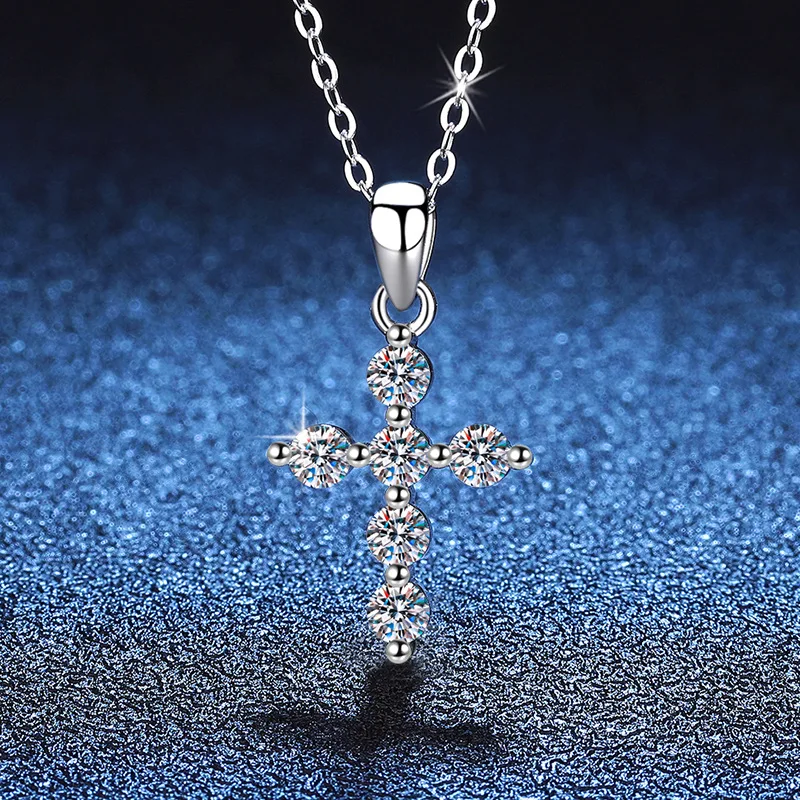 

0.6ct Moissanite Cross Pendant Necklace in S925 Sterling Silver for Women