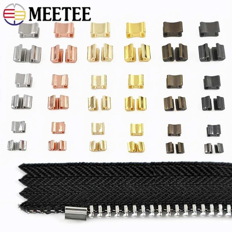 30/50sets 3# 5# 8# 10# Metal Zip Stopper for Clothes DIY Crafts Non-slip Zips Lock Bag Zipper Repair Kit Accessories Tailor Tool