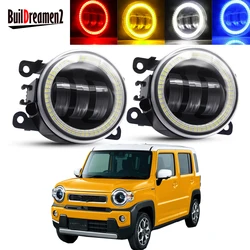 2 X 30W 6000LM Angel Eye Fog Light Assembly Car LED Fog Daytime Running Lamp DRL 12V For Suzuki Hustler MR31S MR41S 2014-2020