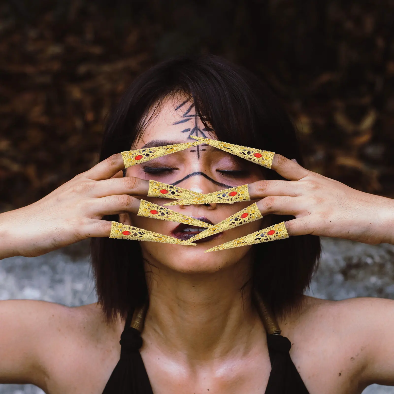 

10 шт. металлических накладок-когтей для пальцев, в стиле «Древняя королева», полые, для Хэллоуина и косплея