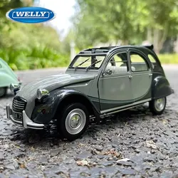 ウェリー-子供のおもちゃの車,モデル1:24,シトロエン2cv 6,シャルストンアロイ,クラシックメタルモデル,シミュレーションコレクション,ギフト