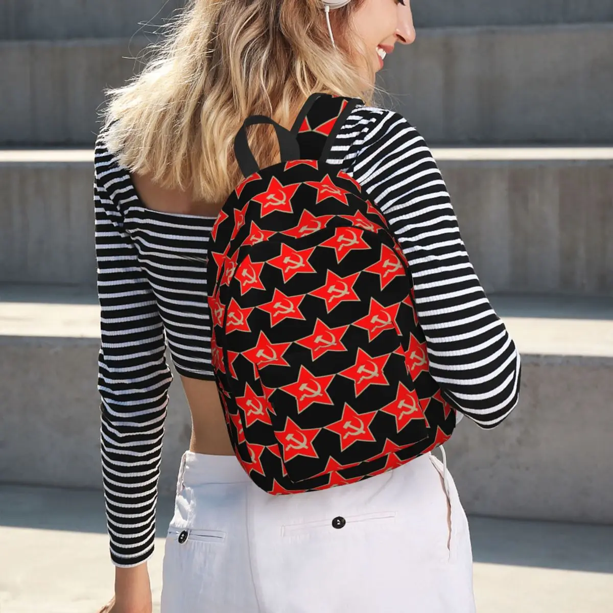 Communist Star Hammer And Sickle Backpack Hot Sale Daypack Large Capacity Kids BookBag School Bag Shoulder Bags for Men Women