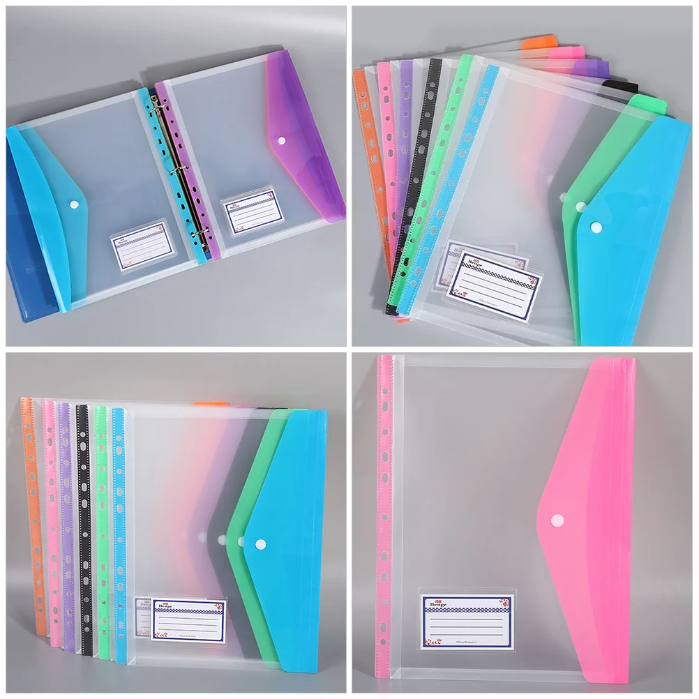 File Snap Button Folders Card Binder Storage Bags Dividers with Pockets Transparent Clips