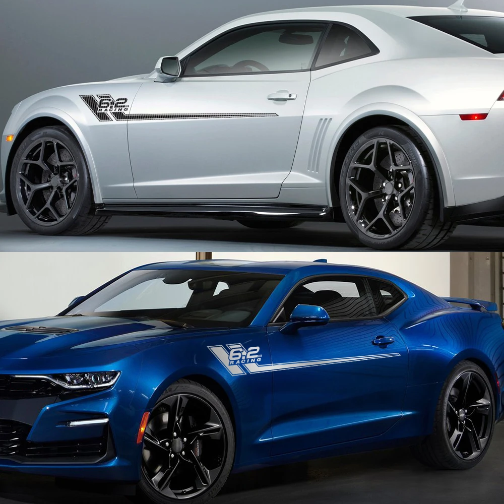 2 قطعة باب السيارة الجانب العلوي شريط ملصق 6.2 سباق الخصر خط الجسم ملصق مائي اكسسوارات لشروليه كامارو 2010-2022 SS LT RS