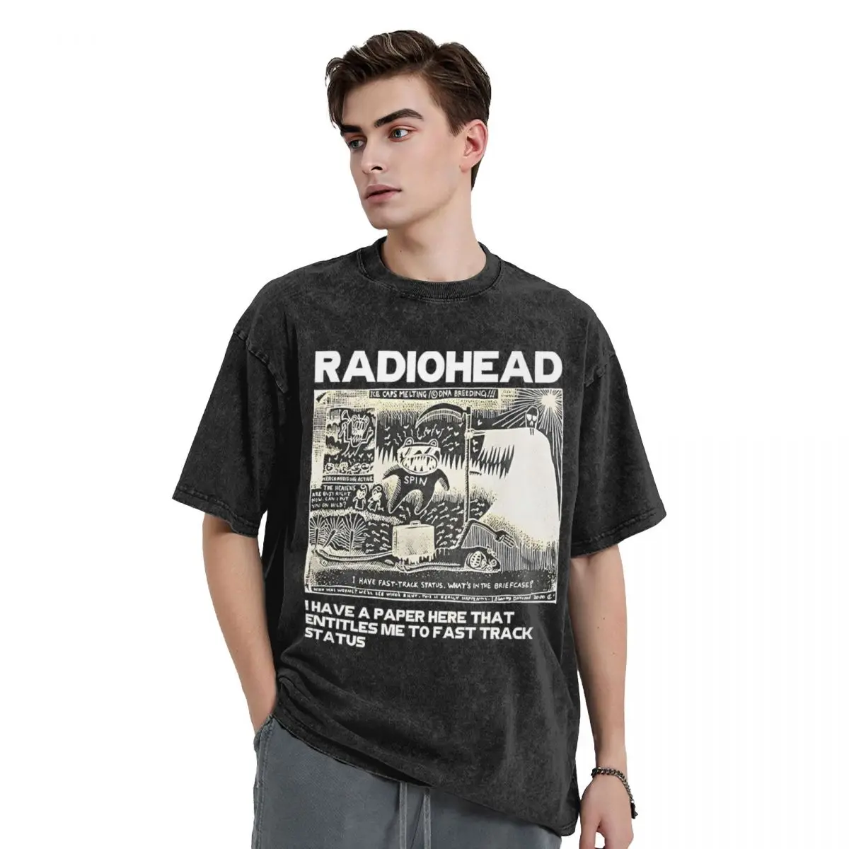 Washed T Shirt It Was Amazing To See Radiohead Hip Hop T-Shirt Oversize Streetwear Short Sleeve Summer Tops Tees for Men Women