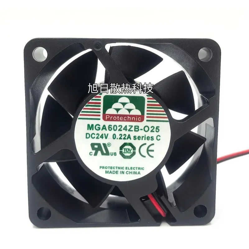 for Yongli MGA6024ZB-O25 6025 24V 0.22A 2-Wire Axial Flow Cooling Fan