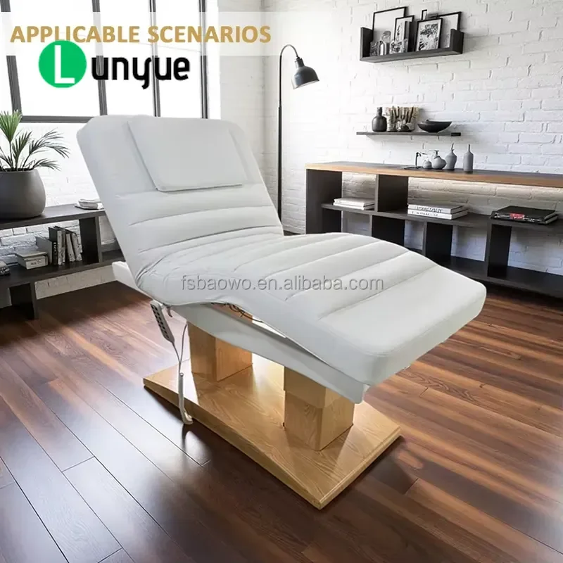 Electric Folding Beauty Chair Professional Reclining Bed with Built-in Headrest 3 Motors Furniture for Spa Tattoo