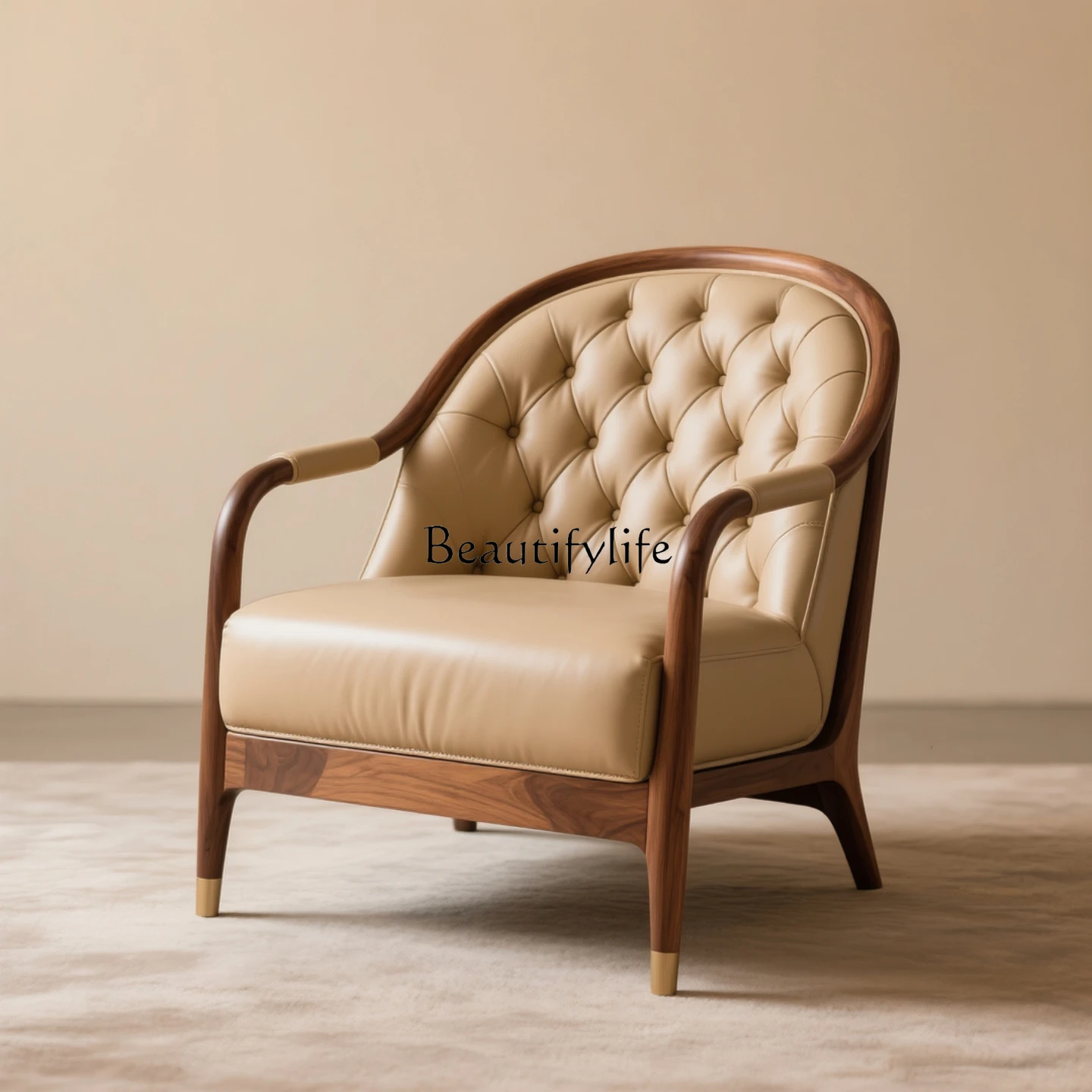 

New Chinese-style North American black walnut light luxury solid wood sofa lazy back chair