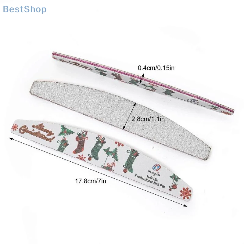 크리스마스 네일 파일 양면 매니큐어 젤 네일 홈 살롱 세척 가능 네일 젤 제거 폴리쉬 버퍼 보드 새해 파일 1개