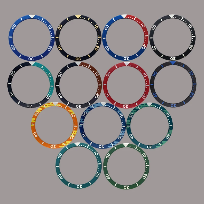 38mm*31.5mm Aluminium and Resin Flat Bezel Insert Fits SKX007 SKX009 SRPD Watch Case NH35 NH36 Movement Watch Modification Parts