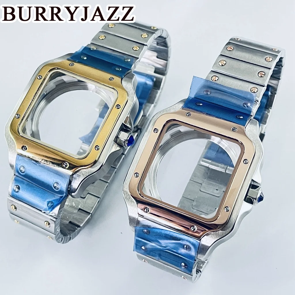 BURRYJAZZ スクエアウォッチケース 38 ミリメートル NH35 NH36 ムーブメント用自動ケースセット 316L 鋼時計修理と修正部品時計