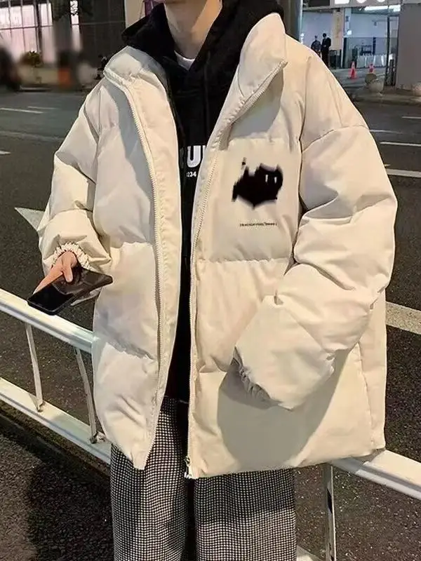 

Thiened Cotton Jaet Hoodie Street Sle for Men And Women Winter Warmth Anti-Cold Stand Collar Print Couple Bread Sle F...