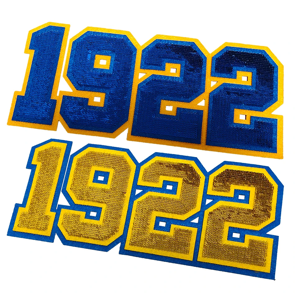 Sigma Gamma Rho Sequin Embroidered Iron-On Patches, Factory Direct, Since 1922 Number Patches