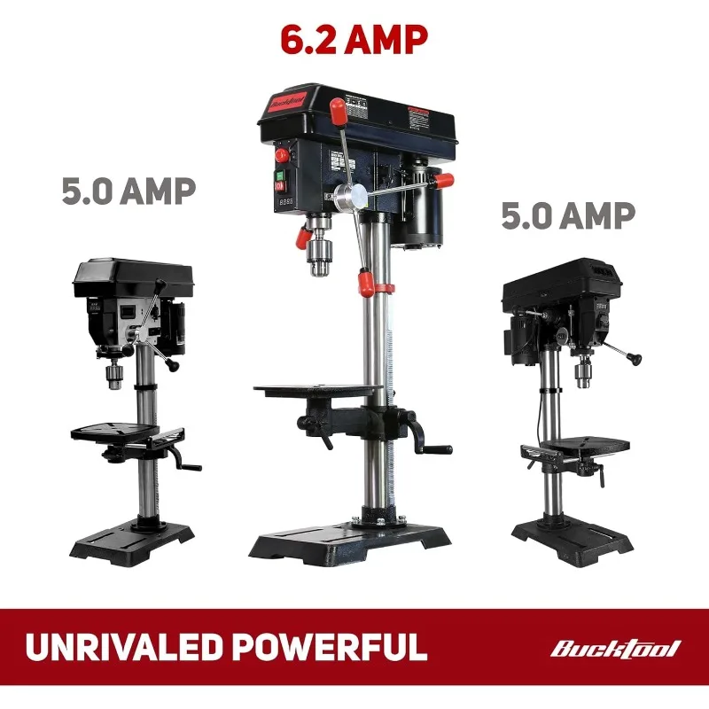 Professional Bench Drill Press, 3/4HP Powerful Benchtop Drill Press, Variable Speed Drill Press with IIIA Laser and Work Light