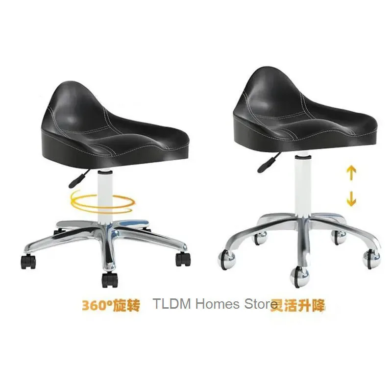 Kursi Tukang Cukur Besi Tempa Nordic Kursi Tukang Cukur Khusus Salon Kecantikan Bangku Pengangkat Putar Modern dengan Roda Kursi Rias Rumah