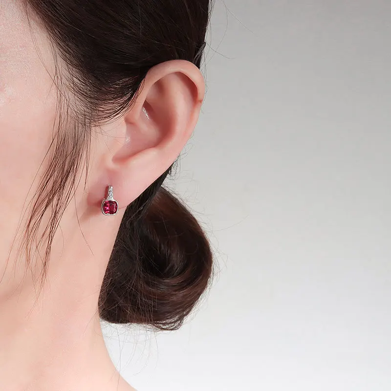 Korean Multiple Colors Crystal Geometric Earrings Light luxury Temperament Daily Fashion 925 Silver Earring For Women KOFSAC