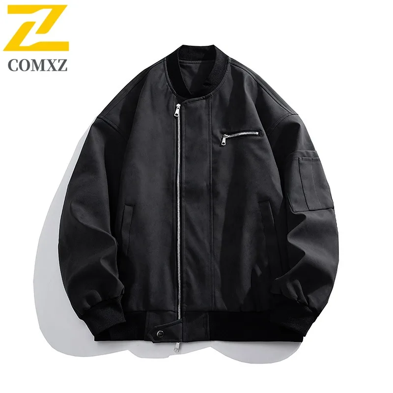 سترة COMXZ Urban للرجال بياقة واقفة وتسلق الصخور في الهواء الطلق معطف متين للدراجات النارية ملابس خريفية خفيفة الوزن للسفر بسيطة