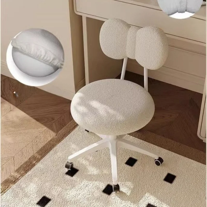 #￥360° Rotatable Makeup Chair Backrest Dressing Stool with Wheels Chair for Comfortable Seating Household Makeup Stool