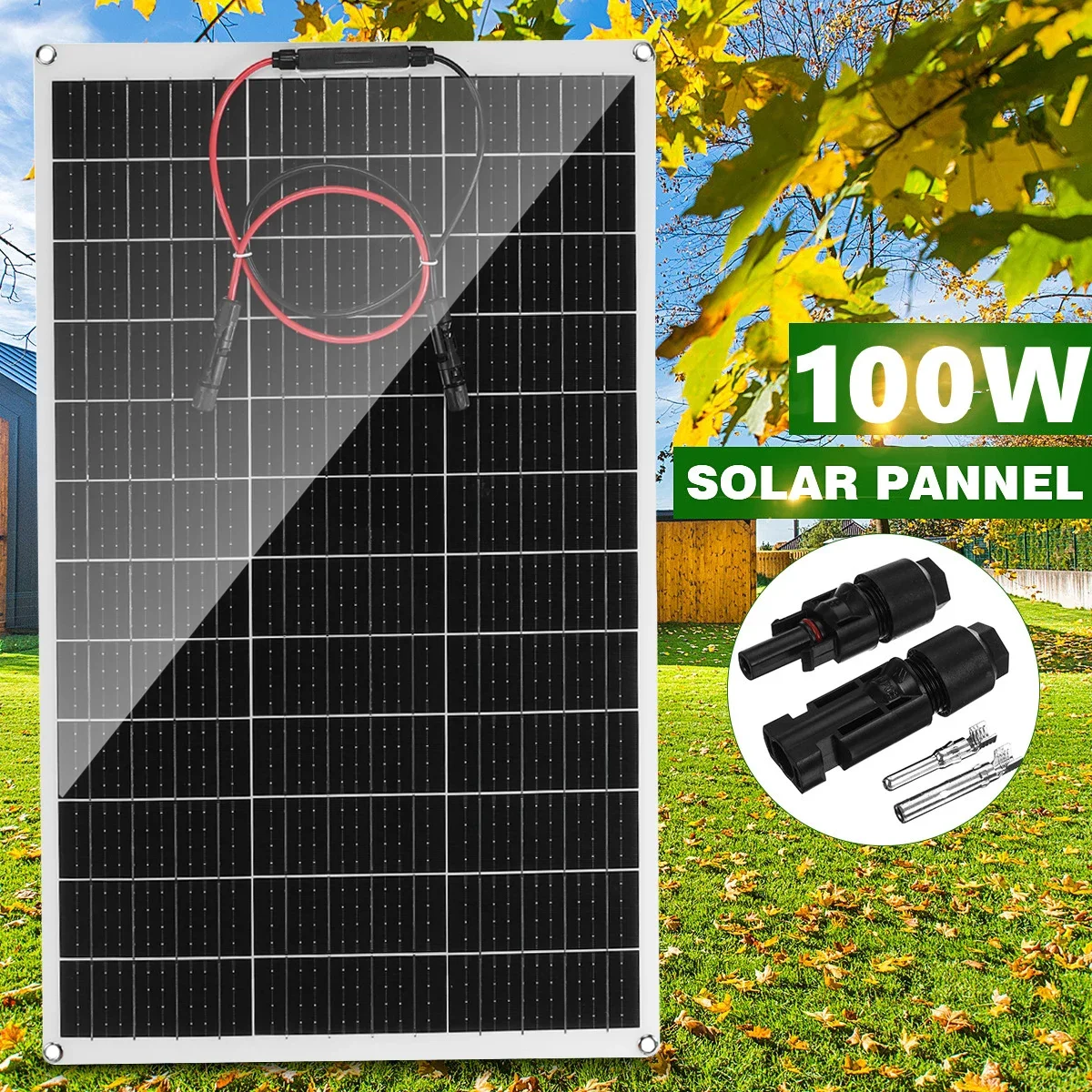 Solar Panel 100w Monocrystalline Cell Glass Panel Solar 18V Battery Charge For Boat /Car/Home