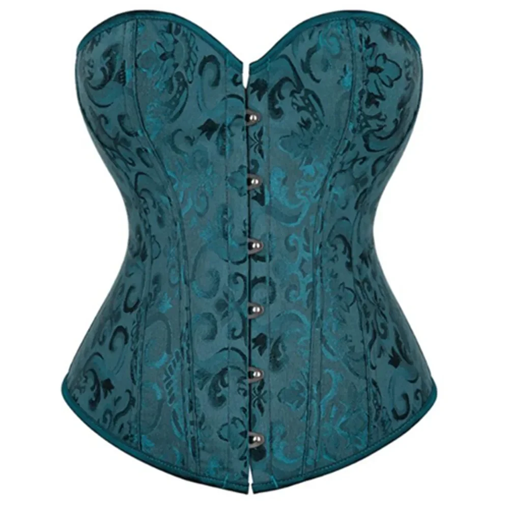 Sexy Corset Bustier Tops For Women Vintage Flower Print Plus Size Satin Lingerie Corsets Gothic Corselet Overbust Burlesque