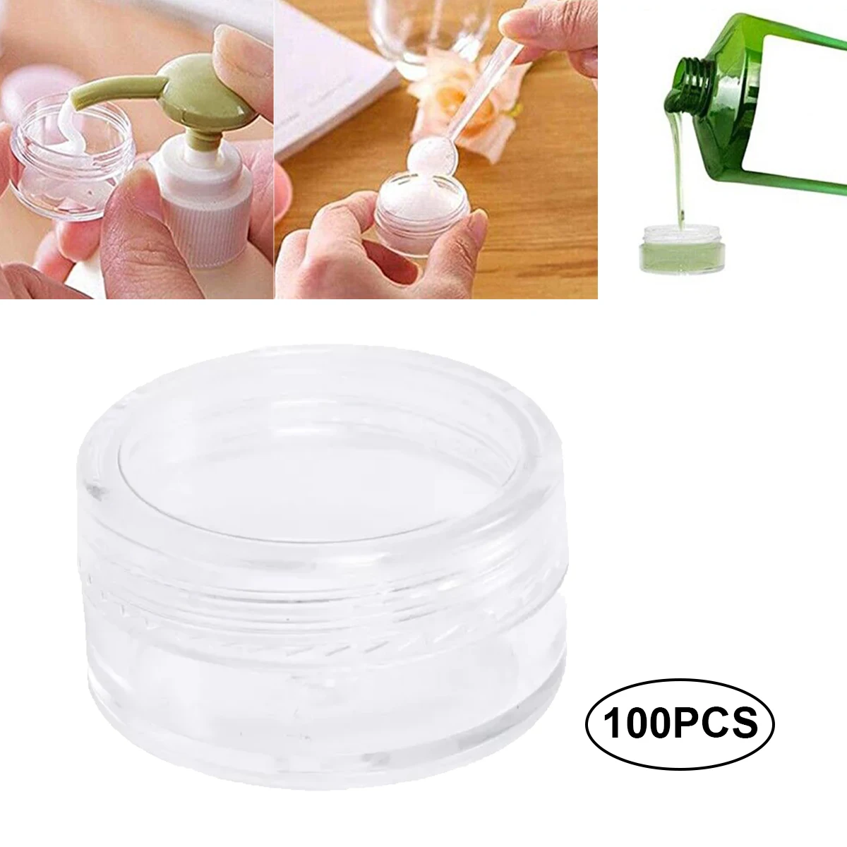 

100pcs Clear Cream Jar Mini Bottles Containers Pot Travel Small Covers Clear Plastic Jars With Lids For Balm