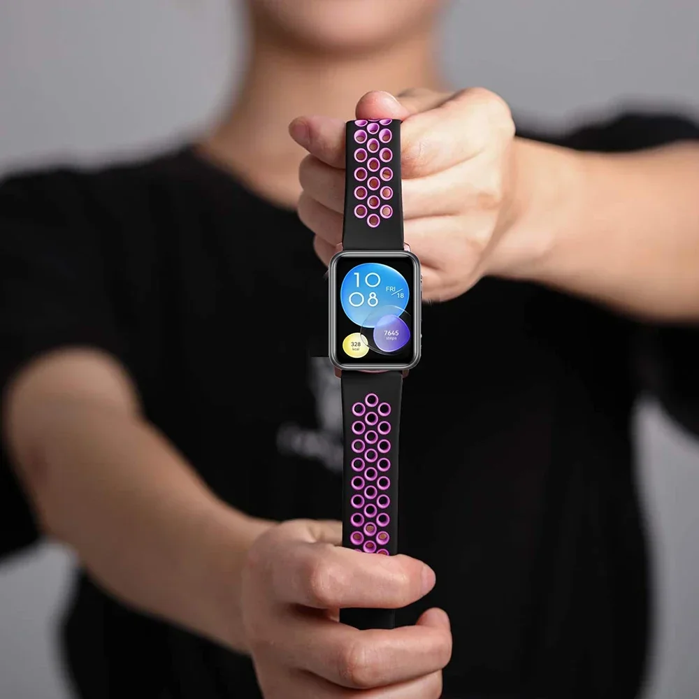 Banda respirável para huawei ajuste 2 cinta relógio inteligente pulseira de silicone esporte correa vitalidade pulseira huawei fit2 novos acessórios