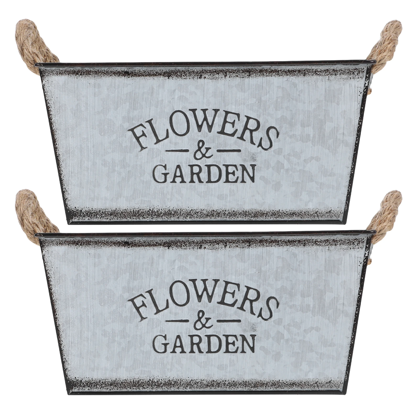 

2pcs Iron Flower Bucket Vintage Vase Retro Planting Pot Dried Floral Arrangement Container Home Decor Tin Pot Sheet Creative