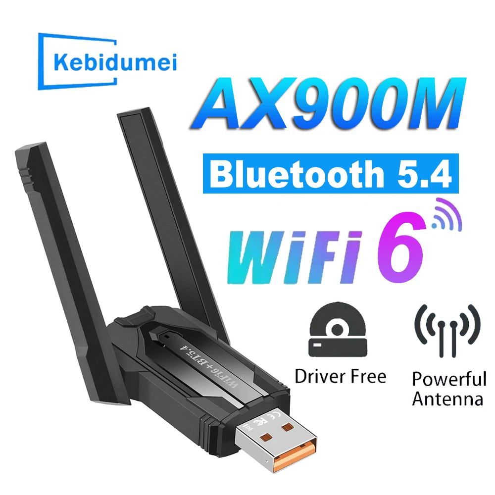 900Mbps WiFi 6 Network Card USB 3.0 Adapter Dual Band 2.4G/5GHz Bluetooth 5.4 Wireless Receiver Transmitte For Desktop Laptop PC