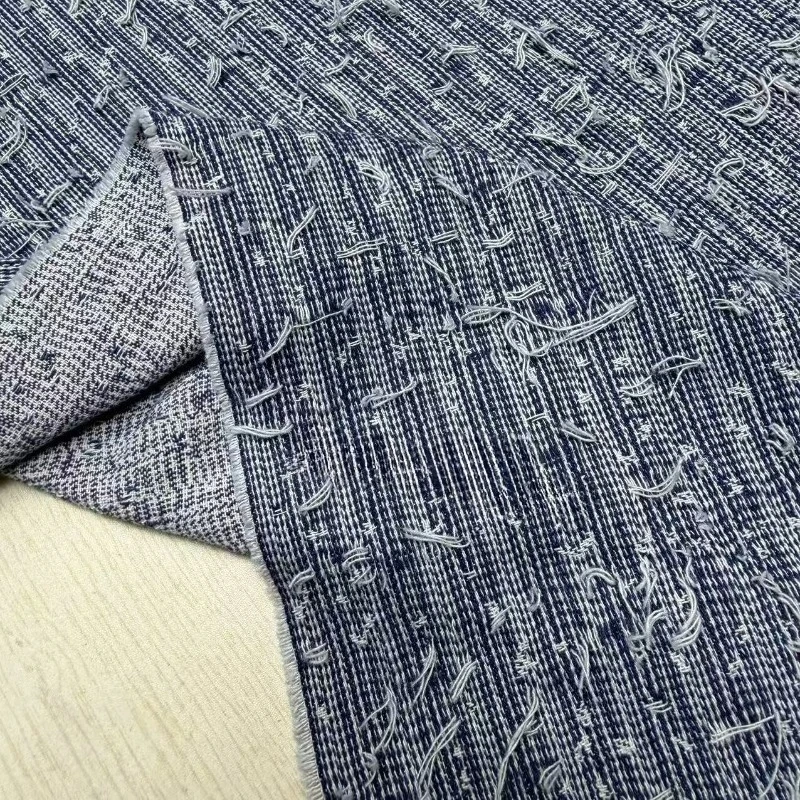 Washed Short Haired Yarn Messy Needle Jacquard Fabric for Diy Sewing Pants Jackets Skirts Clothing Designer Fabrics Cloth
