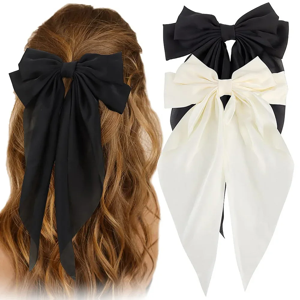 

Elegant Satin Bow Hair Clip for Women - Fashion Solid Bowknot Barrettes, Girls Ponytail Accessory, Hairpin for Ladies & Teens