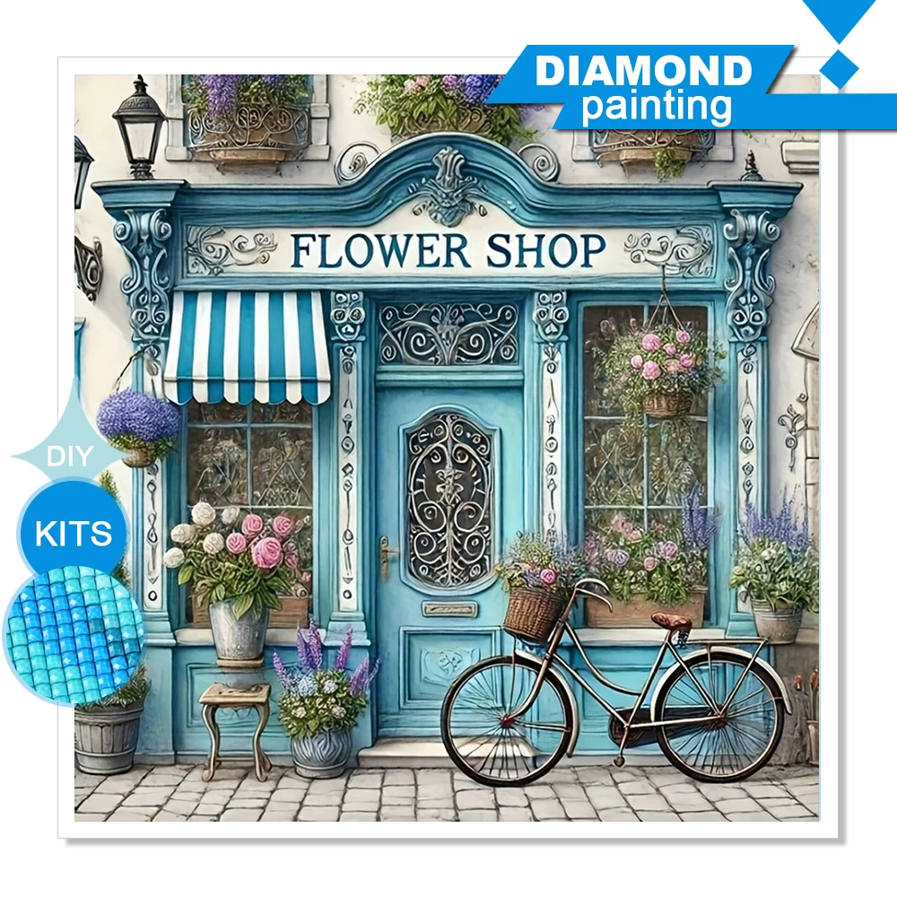 Huacan House Diamond Painting, komplettes Mosaik-Bild mit quadratischen und runden Strasssteinen, Bastelset