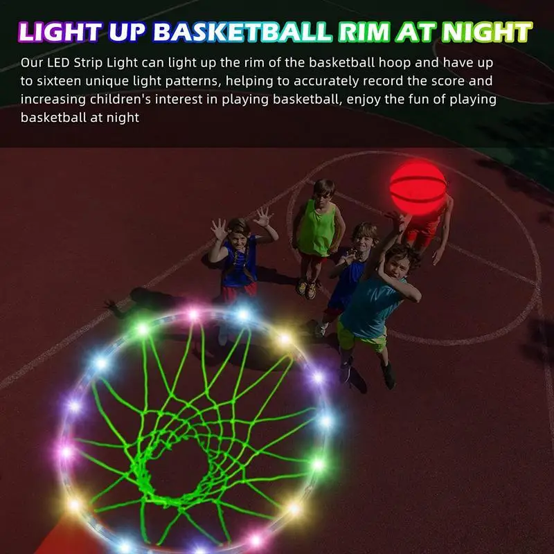 Led Basketball Hoop Light 16 Color Change Hoop Light Waterproof 16 Color Change Hoop Light Remote Control Light Up Basketball