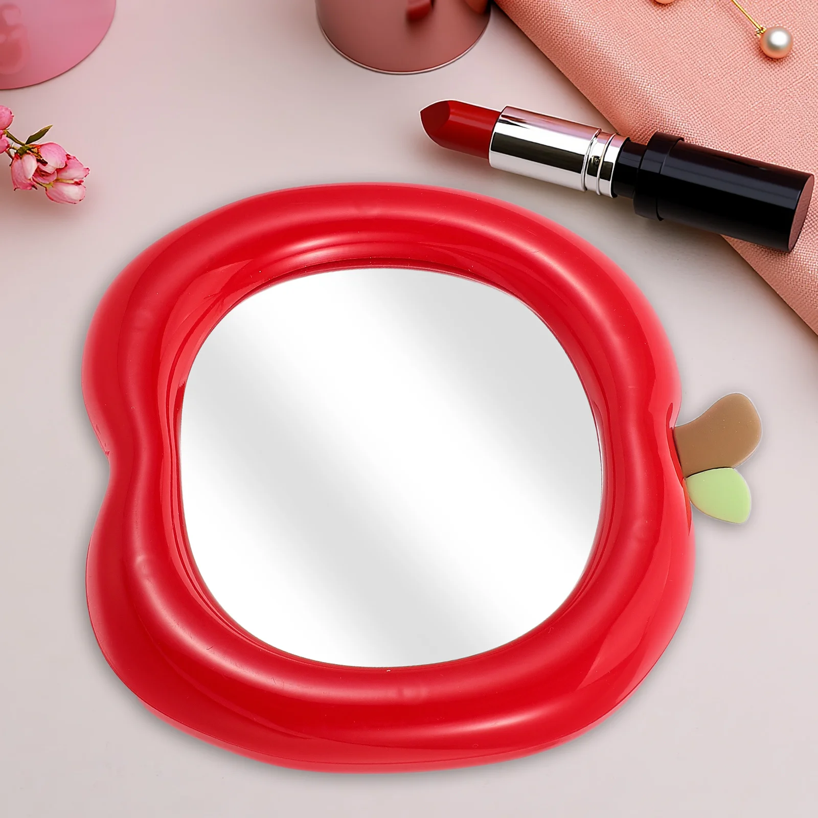 귀여운 휴대용 책상 거울 컴팩트 메이크업 거울 안정적인 스탠드 사무실 가정용 테이블탑 소녀 여성용 작은 핸드백 거울