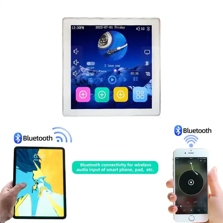 Touch Screen 4 Inch Android 10 Smart Home Audio System Alexa Voice Control WiFi Background Music Wall Amplifier