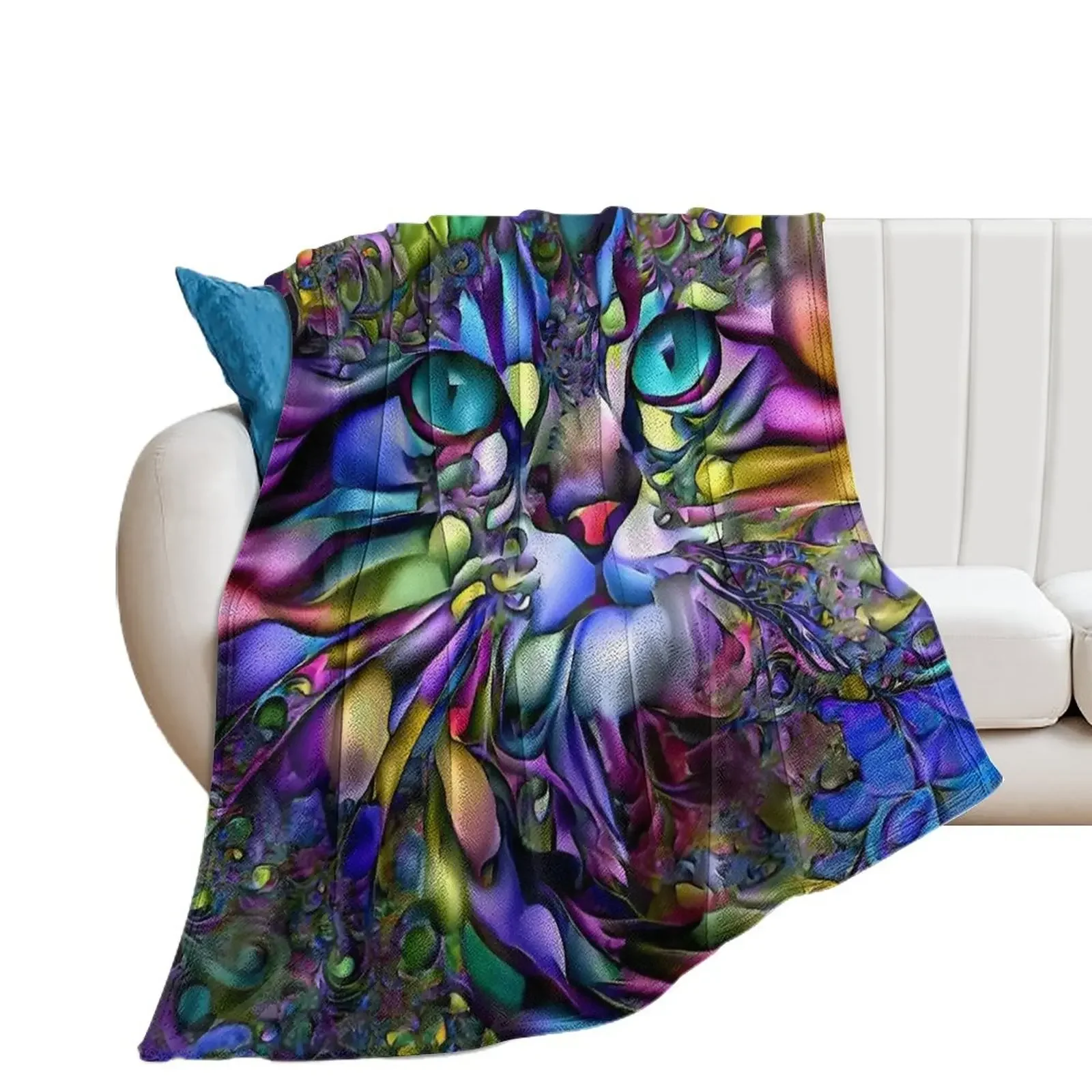 Andyna Pacific, gat, cat, chat kitty, lea roche paintings Throw Blanket Soft Luxury Blankets