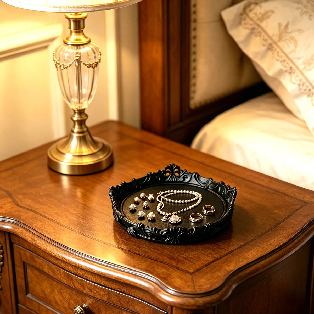 Gothic-Style Jewelry Tray, Minimalist Modern Vanity Storage and Display Tray, Suitable for Storing Various Jewelry and Small Items, Such as Keys, Earrings, Necklaces, Rings, and Other Items Like Keychains, Earrings, Necklaces, Soap, Aromatherapy Trays, Office, Living Room, Entryway Cabinets, Desks, Etc., Holiday-Themed Parties and Car Decorations, Valentine's Day, Easter, Mother's Day, Birthday Gifts