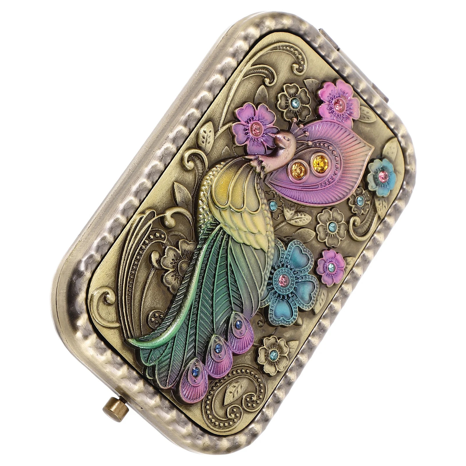 Miroir de maquillage Portable Vintage pliable en métal, miroir de voyage Compact pour femmes, poches rondes, outil de beauté