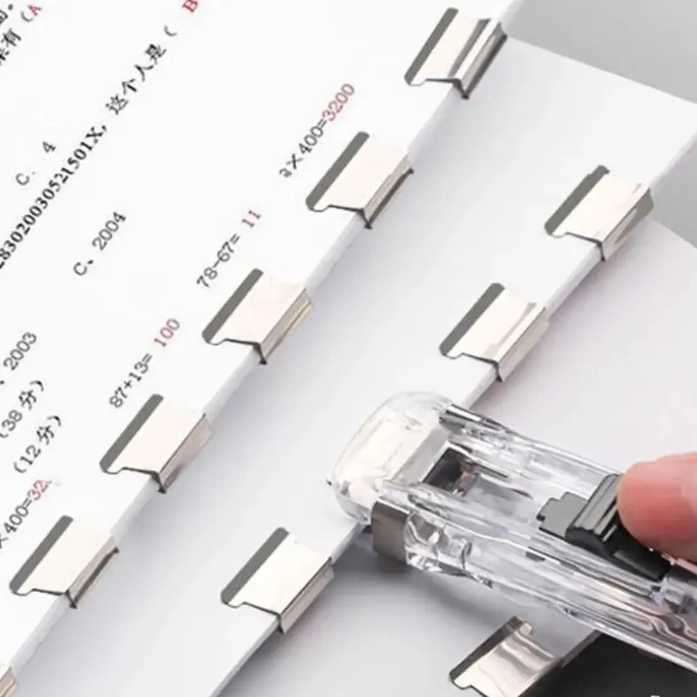 High Quality Traceless Clip Pusher Hand Push Reusable Hand Push Clamp Metal Document File Stapler Stationery