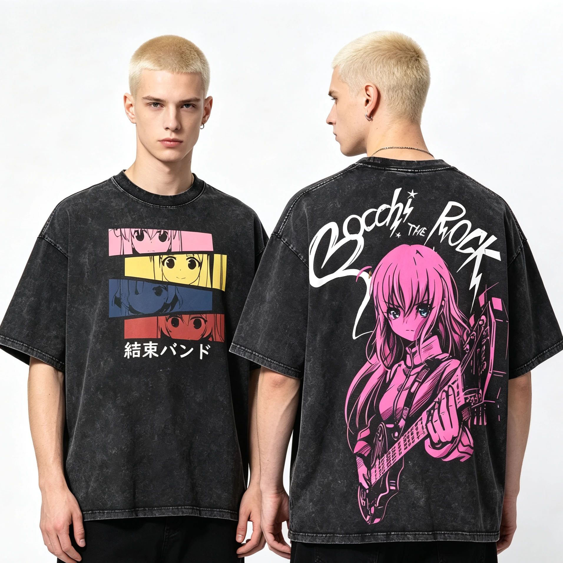 Summer Hot Sale Bocchi The Rock! Anime Washed T Shirt Y2K Unisex Gothic Cotton T-shirt Retro Vintage Graphic Oversized T Shirt