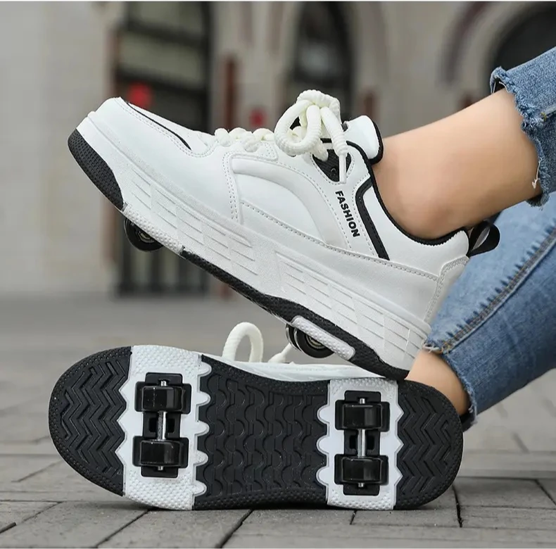 

Дышащие прогулочные туфли для девочек, 2026, новые двухколесные выдвижные спортивные роликовые коньки для студенток, уличные детские кроссовки