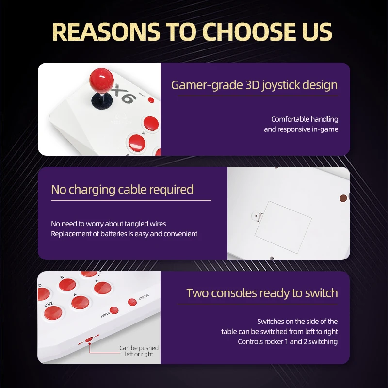 وحدة تحكم ألعاب فيديو X6 64 جيجابايت 4K HD مدمجة 20000 ألعاب ريترو 2.4G وحدة تحكم هزازة مزدوجة لاسلكية هدية للأطفال