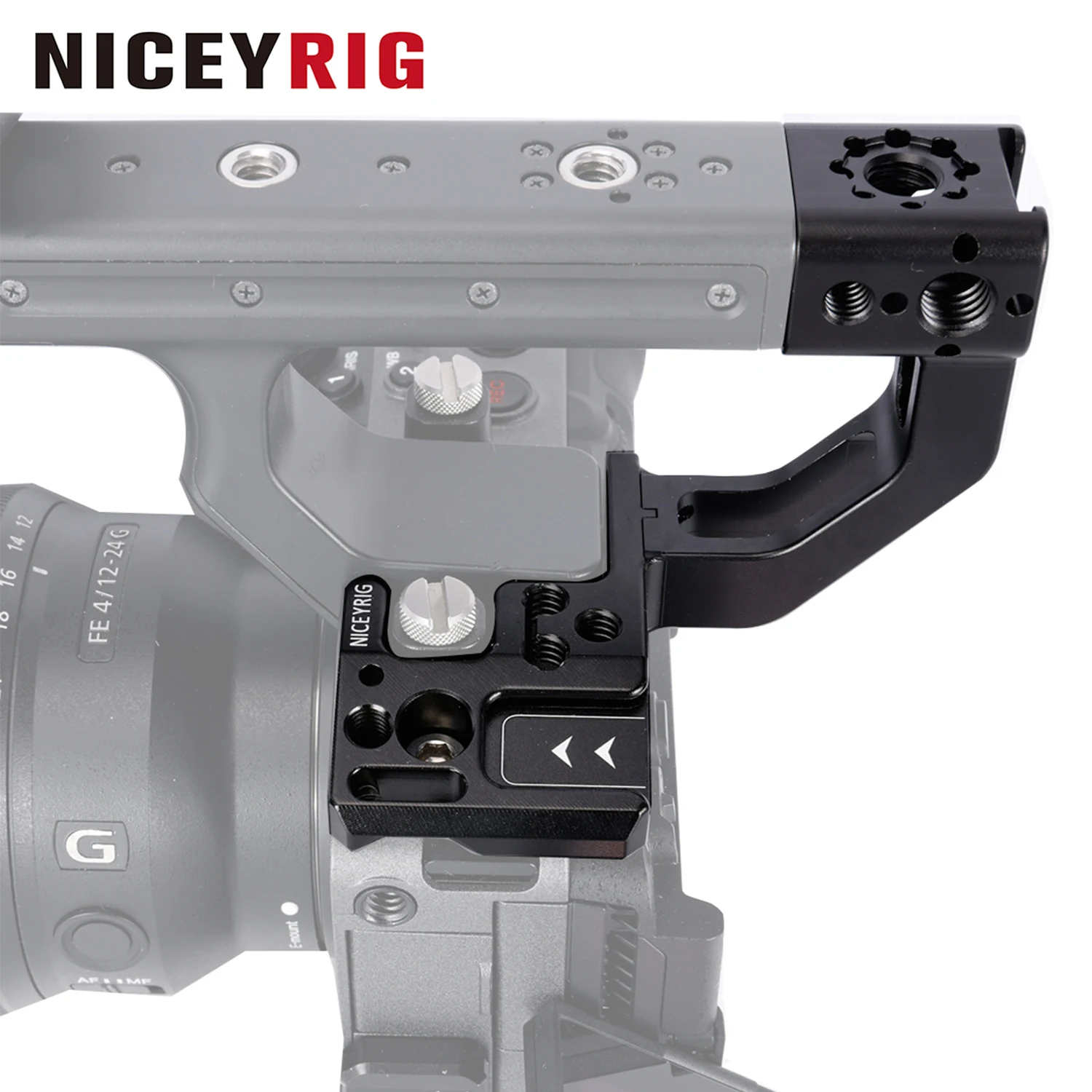 NICEYRIG FX3 FX30 XLR Handle Extension Kit Circular-Shape Grip Extender with Top Mount Plate with Cold Shoe Mount
