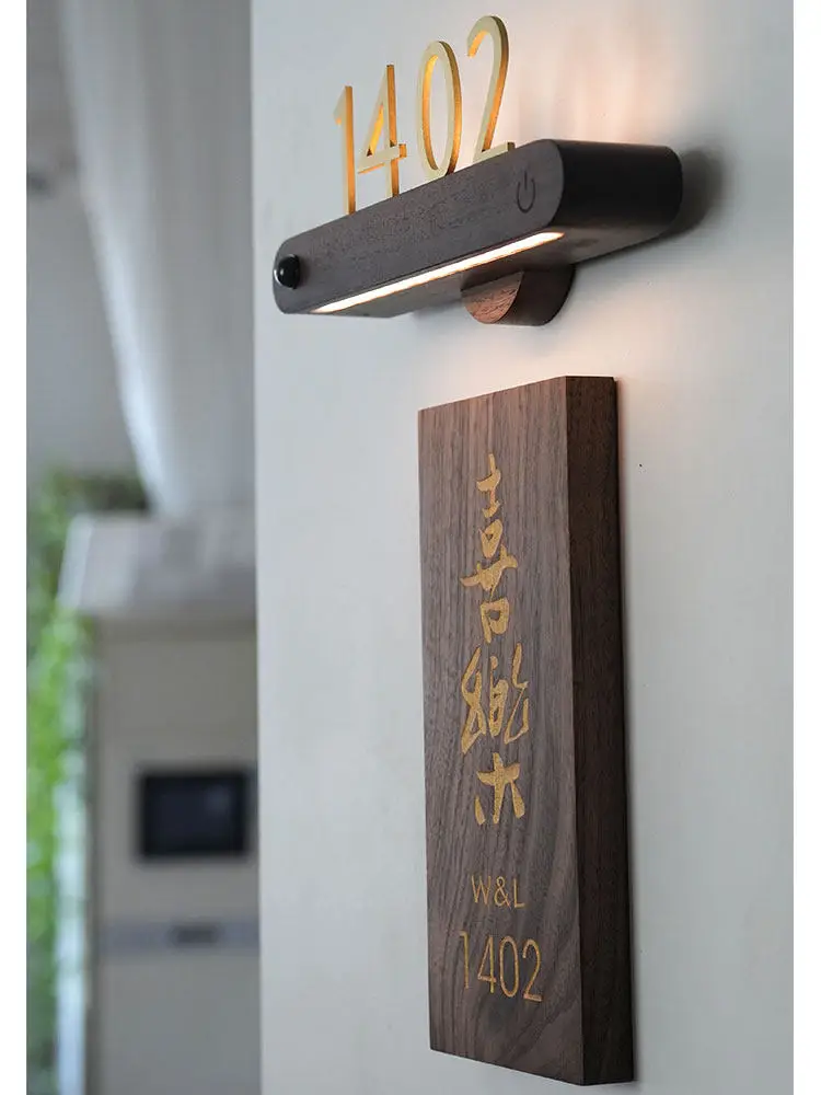 ZML entry house number, high-end home use, welcome home door, walnut wood decoration door listing idea