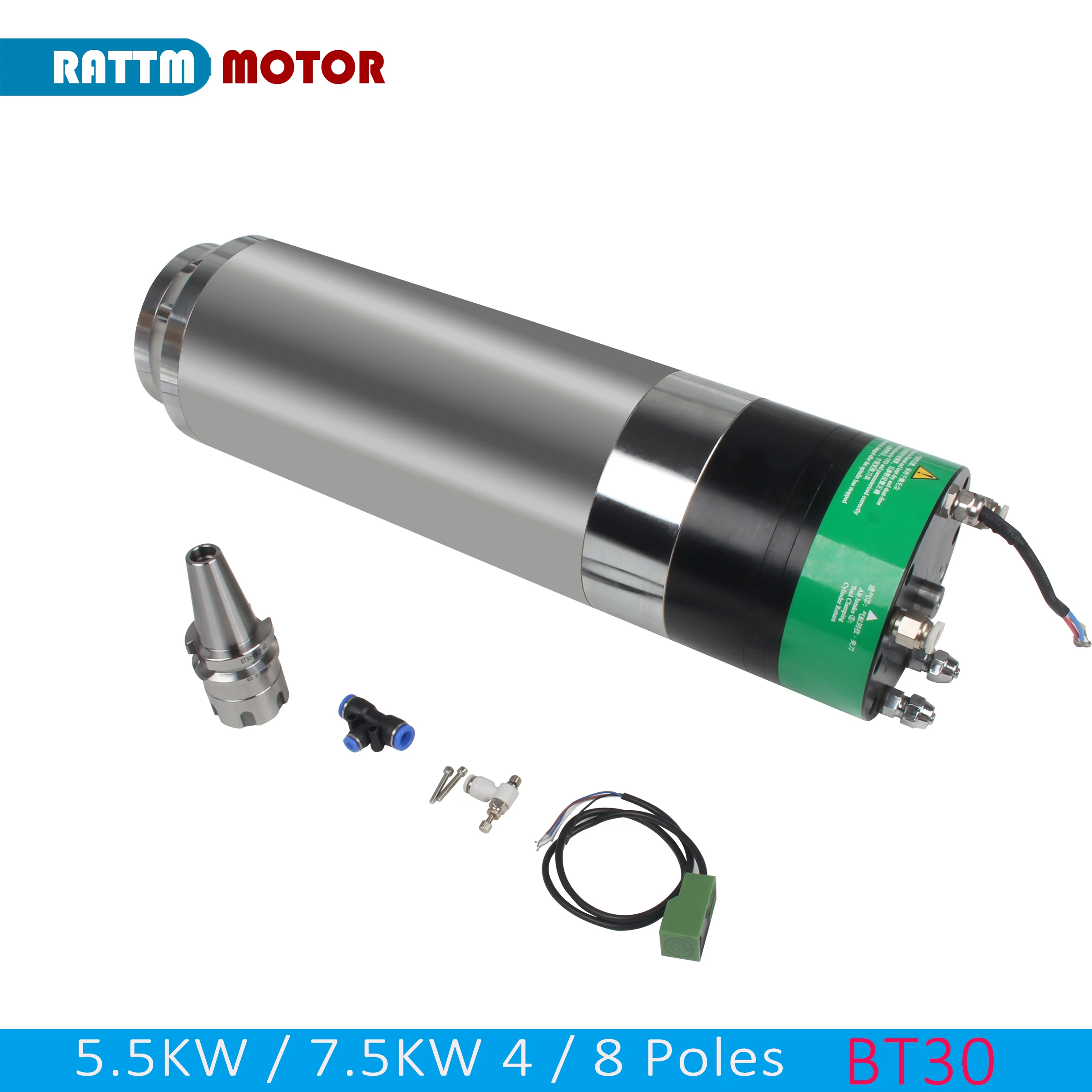 

4/8 Poles 5.5KW ATC Automatic tool change AUTO Water Cooling BT30 CNC Spindle Motor 220V / 380V For Metal Router Milling