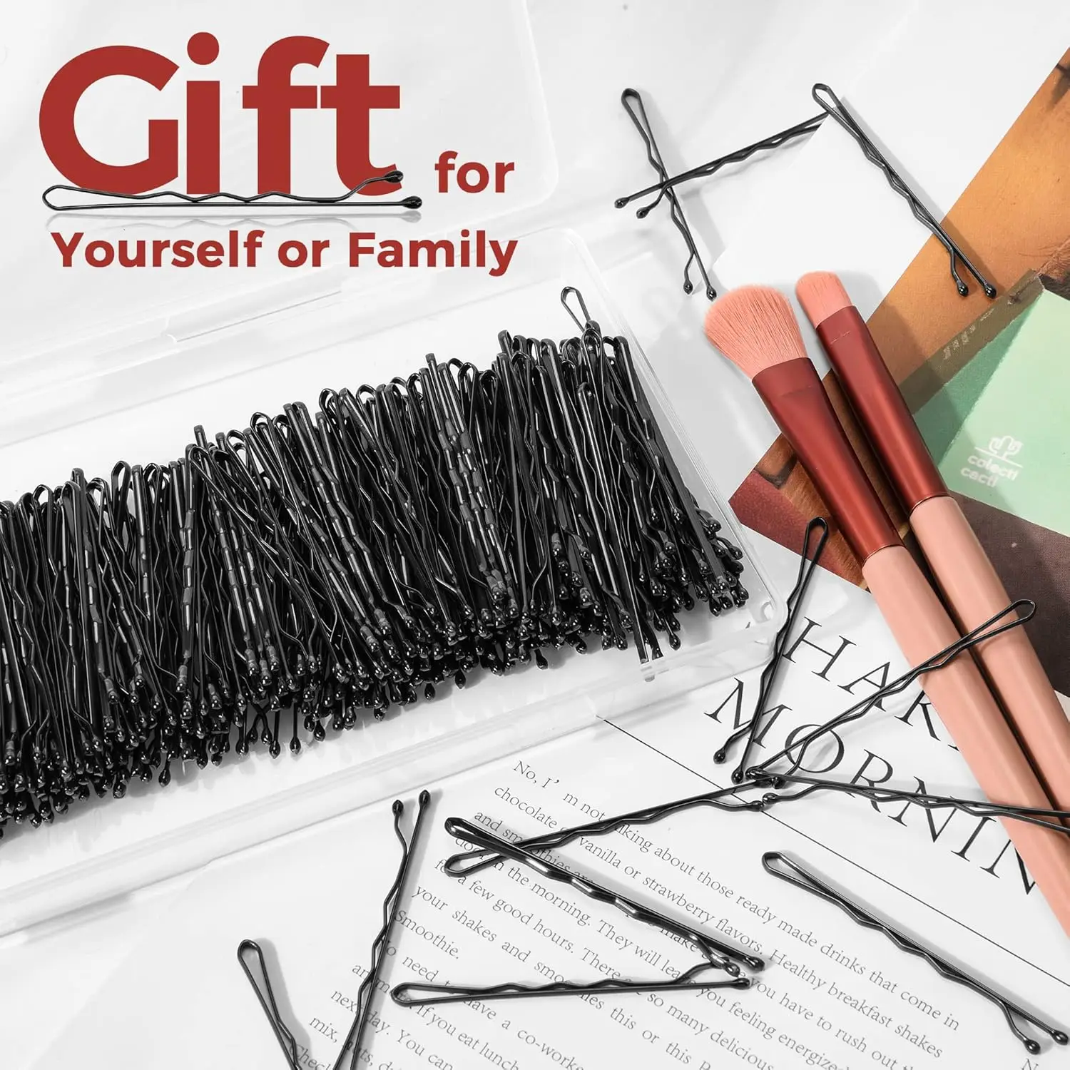 مجموعة مشابك شعر 100 قطعة مقاس 2 بوصة، دبابيس بوبي آمنة للنساء والفتيات لصالون تصفيف الشعر مع صندوق تخزين شفاف