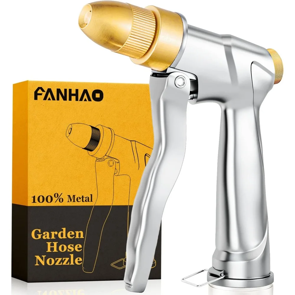 

Насадка для садового шланга FANHAO с латунным наконечником, 100% сверхмощная металлическая насадка-распылитель, насадка для воды высокого давления с регулируемым распылителем